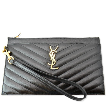 YVES SAINT LAURENT Matelasse Large Bill Monogram Pouch Black