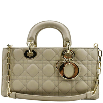CHRISTIAN DIOR Lady D-Joy Medium Cannage  Chain Shoulder Bag Sand
