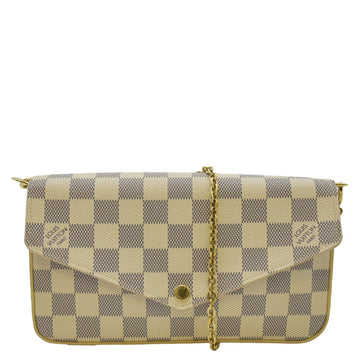 LOUIS VUITTON Felicie Pochette Damier Azur Crossbody Bag White