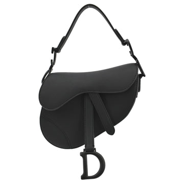 CHRISTIAN DIOR Saddle  Leather Satchel Bag Black