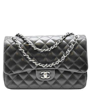 CHANEL Jumbo Double Flap  Leather Shoulder Bag Black