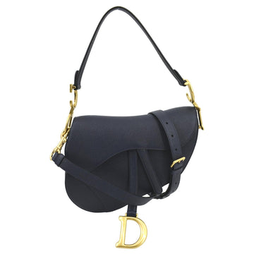 CHRISTIAN DIOR Saddle Grained  Leather Shoulder Bag Royal Blue