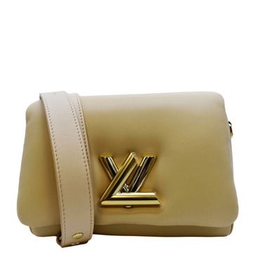 LOUIS VUITTON Twist MM Padded  Leather Shoulder Bag Beige