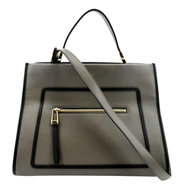 FENDI Runway Shopper Leather Tote Shoulder Bag Grey