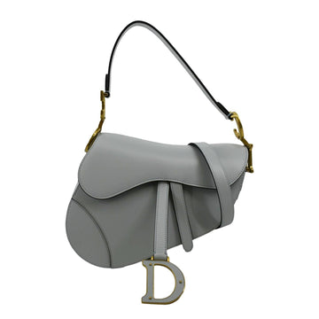 CHRISTIAN DIOR Saddle Smooth  Leather Satchel Shoulder Bag Placid Blue