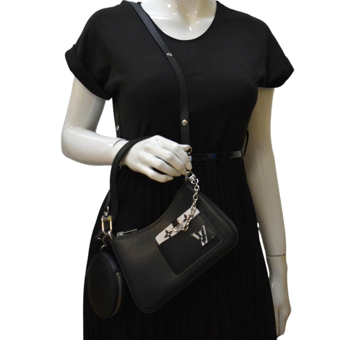 LOUIS VUITTON Marellini Epi Leather Shoulder Bag Black