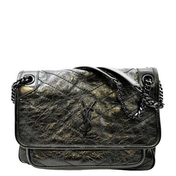 YVES SAINT LAURENT Niki Medium Leather Shoulder Bag Black