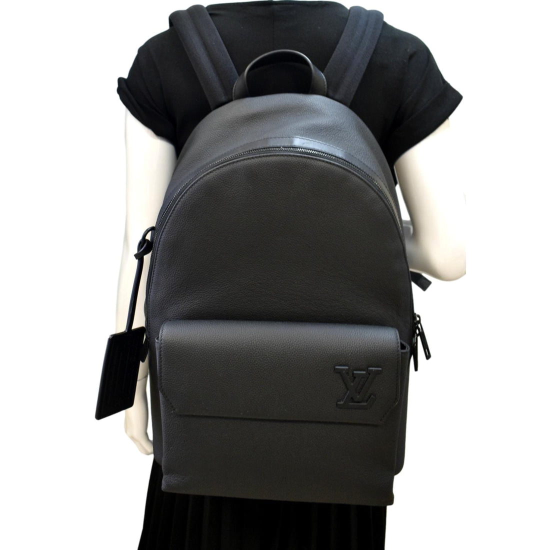 LOUIS VUITTON Takeoff Aerogram Grained  Leather Backpack Black