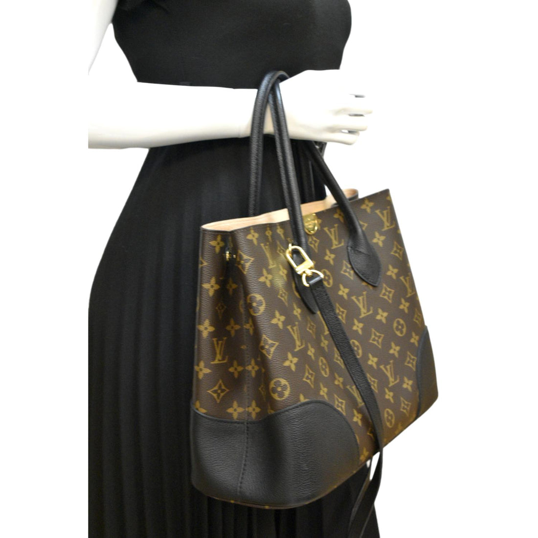LOUIS VUITTON Flandrin Monogram Canvas Tote Shoulder Bag Brown