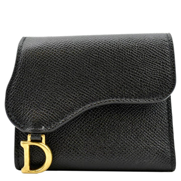 CHRISTIAN DIOR Saddle Grained  Leather Wallet Black