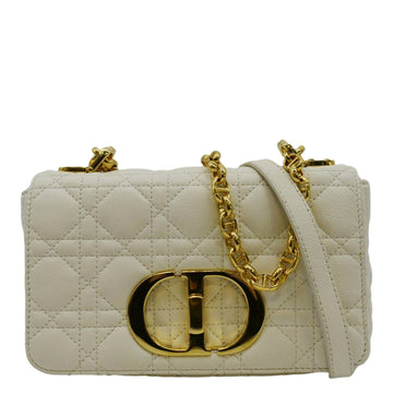 CHRISTIAN DIOR Caro Small Supple Cannage  Leather Shoulder Bag Ivory
