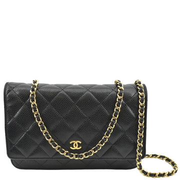 CHANEL Boy Woc Caviar Leather Wallet On Chain Clutch Bag Black