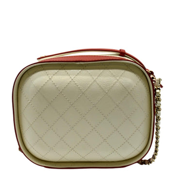 CHANEL Crumpled  Leather Vanity Case Crossbody Bag Red