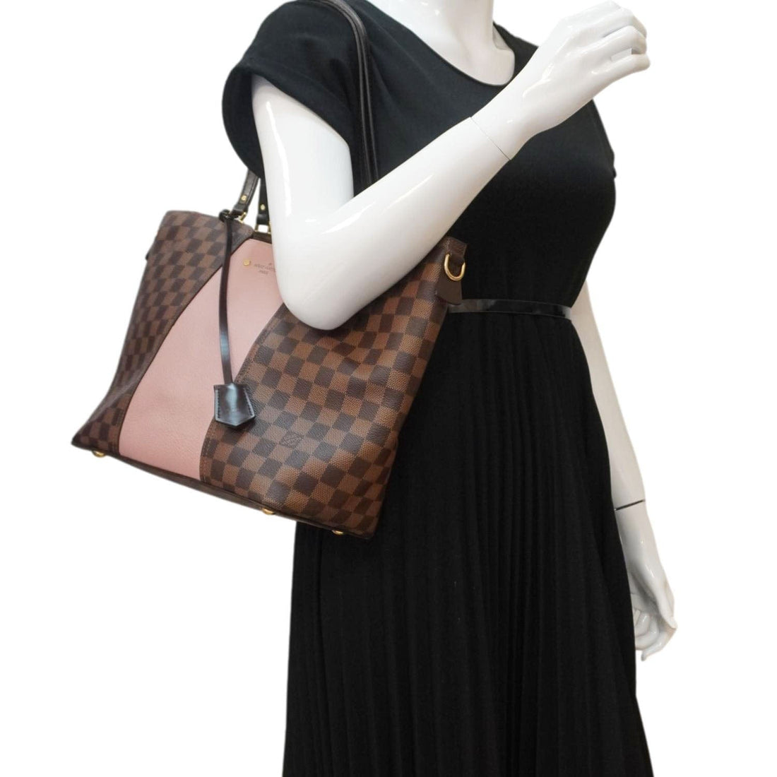 LOUIS VUITTON Jersey Damier Ebene Tote Shoulder Bag Pink