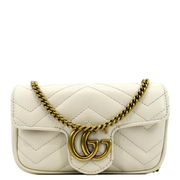 GUCCI GG Marmont Super Mini Matelasse Leather Crossbody Bag White 476433
