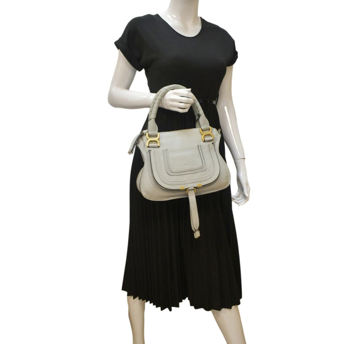 CHLOE Marcie Small  Leather Shoulder Bag Grey