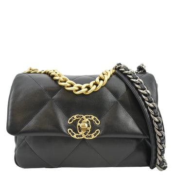 CHANEL 19 Small Flap Quilted  Leather Shoulder Bag Black