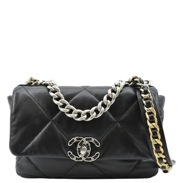 CHANEL 19 Small Flap Quilted  Leather Shoulder Bag Black - Final Sale