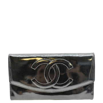CHANEL  CC Patent Leather Wallet Black