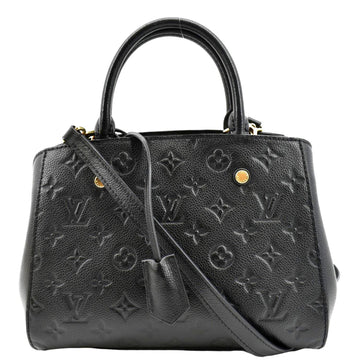 LOUIS VUITTON Montaigne BB Monogram Empreinte Leather Satchel Bag Black