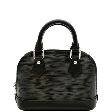 LOUIS VUITTON Nano Alma Epi Leather Top Handle Shoulder Bag Black