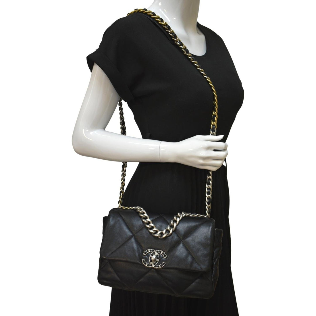 CHANEL 19 Small Flap Quilted  Leather Shoulder Bag Black - Final Sale