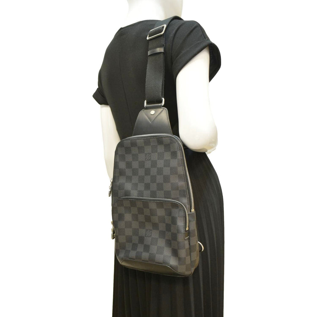 LOUIS VUITTON Avenue Sling Damier Graphite Backpack Bag Black