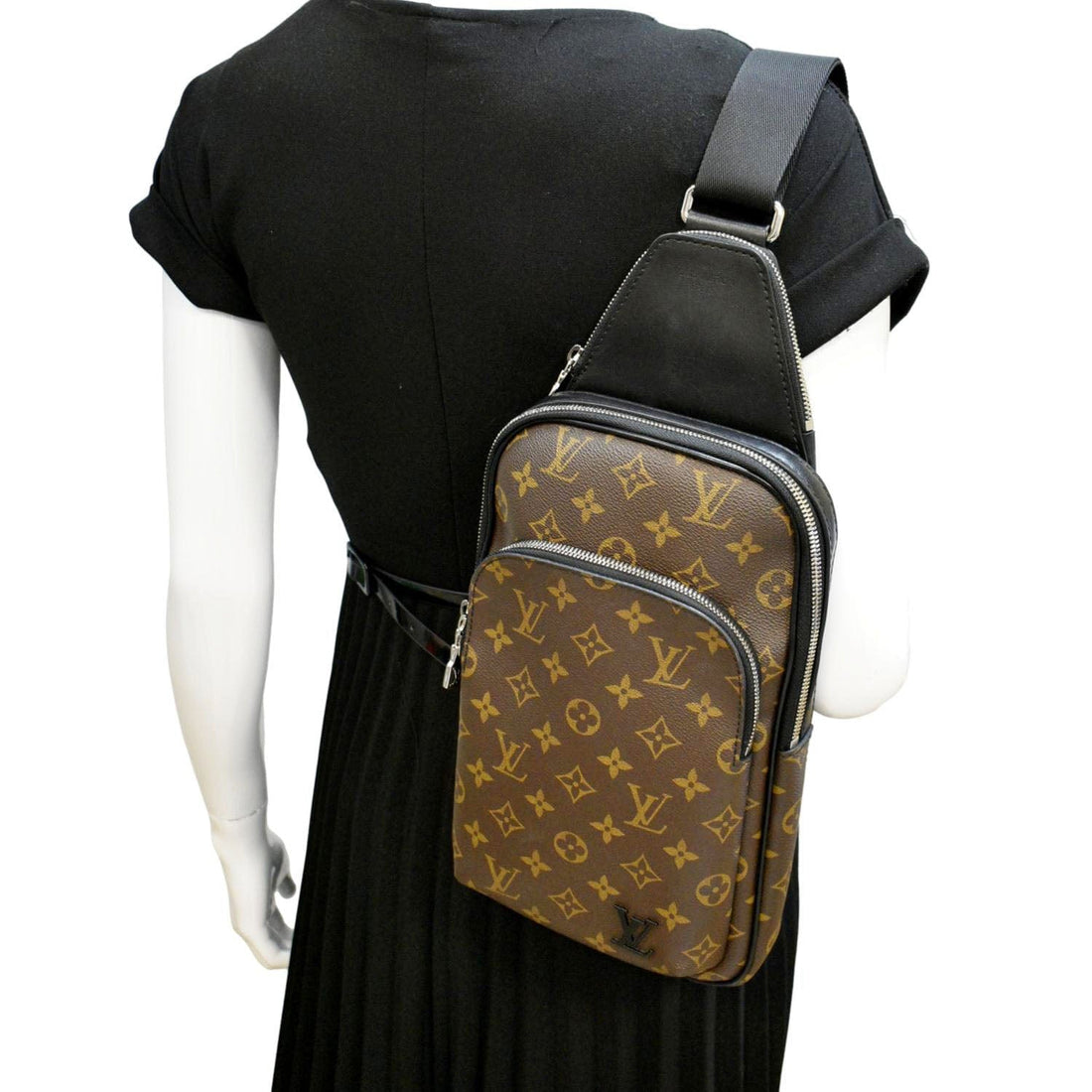 LOUIS VUITTON Avenue Sling Monogram Canvas Backpack Bag Brown