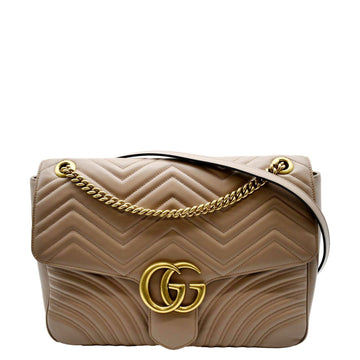 GUCCI Large GG Marmont  Matelasse Leather Shoulder Bag Nude 498090
