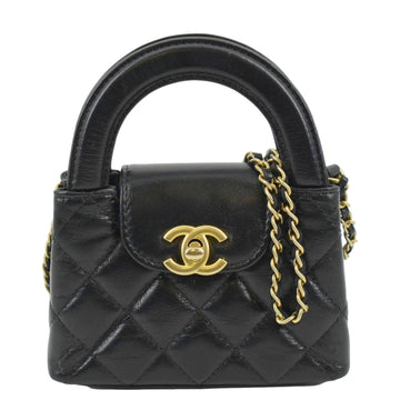 CHANEL AP3435 Kelly Quilted Aged  Leather Shoulder Bag Black
