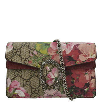 GUCCI Dionysus Super Mini Blooms GG Supreme Canvas Crossbody Bag Dry Rose 476432