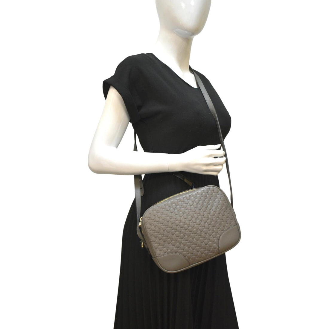GUCCI Bree GG Leather Crossbody Bag Grey 449413