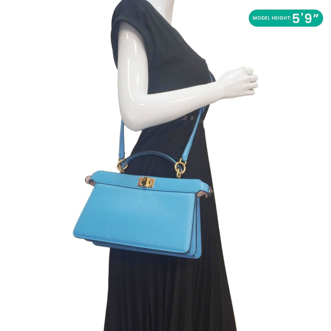 FENDI Peekaboo I SEE U East West Leather Crossbody Bag Blue