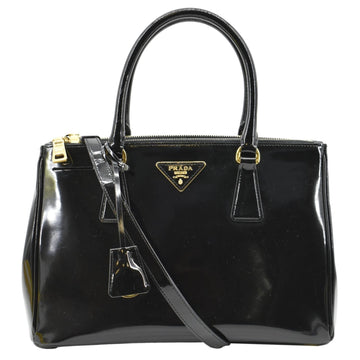 PRADA Double Zip Patent Leather Shoulder Bag Black B1801N
