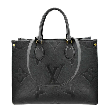 LOUIS VUITTON Onthego MM Giant Monogram Empreinte Leather Tote Bag Black