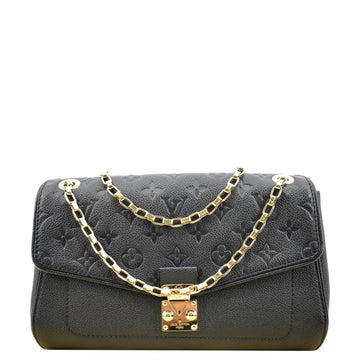 LOUIS VUITTON Saint Germain MM Monogram Empreinte Leather Shoulder Bag Black