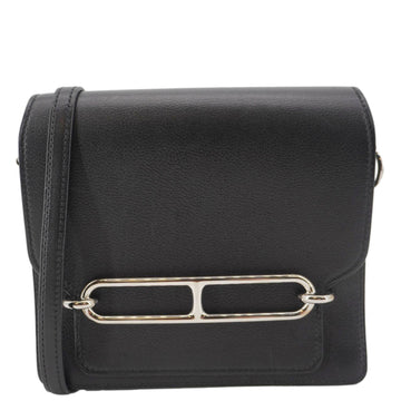 HERMES Roulis Calfskin Leather Shoulder Bag Black