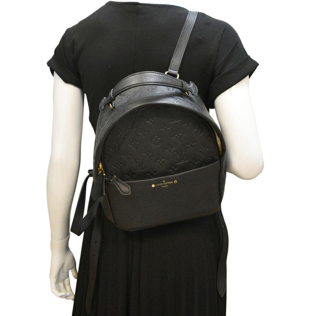 LOUIS VUITTON Sorbonne Monogram Empreinte Leather Backpack Black