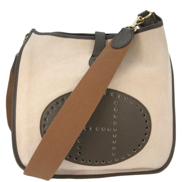 HERMES Evelyne PM Canvas Shoulder Bag Bicolor