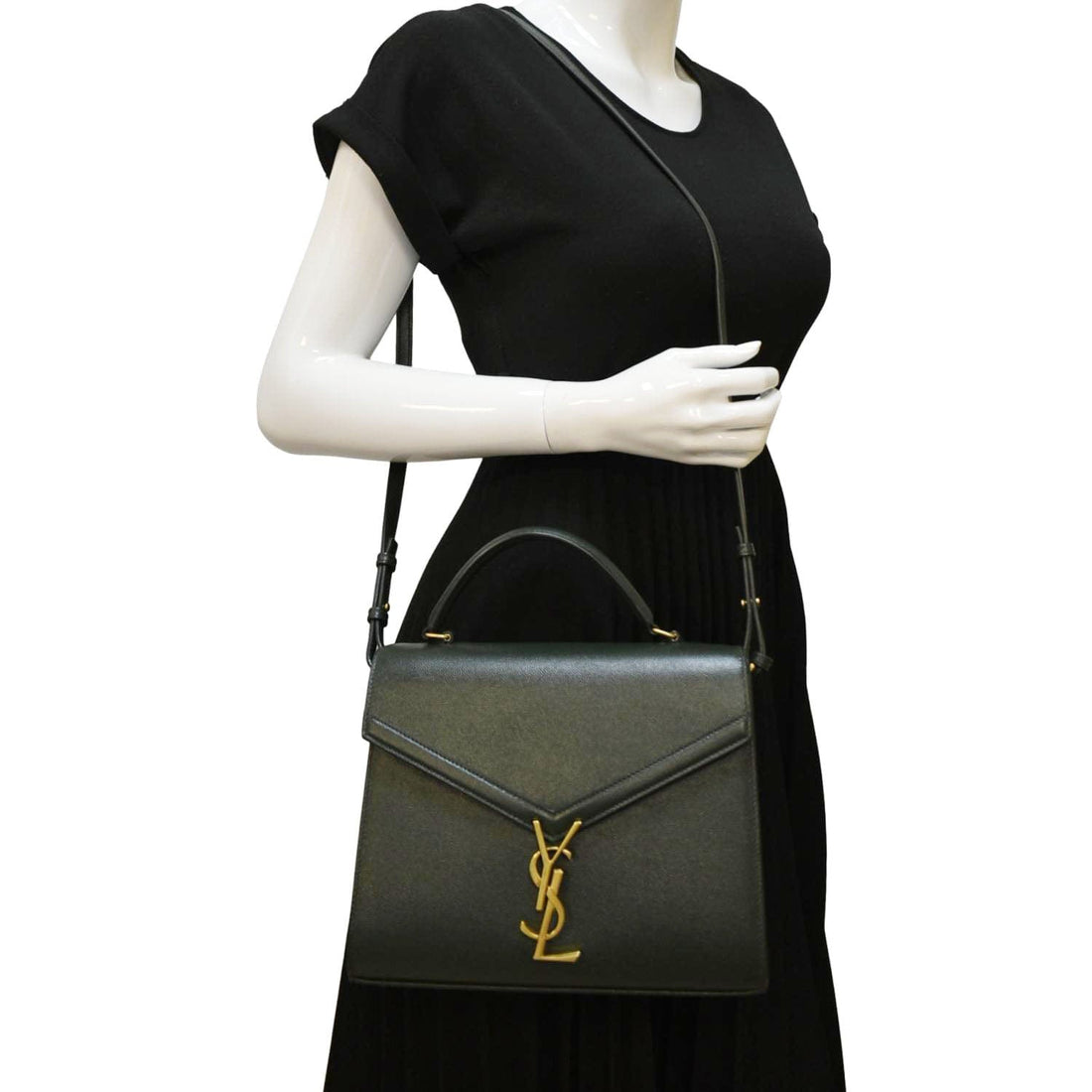 YVES SAINT LAURENT Cassandra Top Handle Leather Shoulder Bag Green