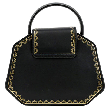 CARTIER Guirlande Mini  Leather Top Handle Satchel Bag Black