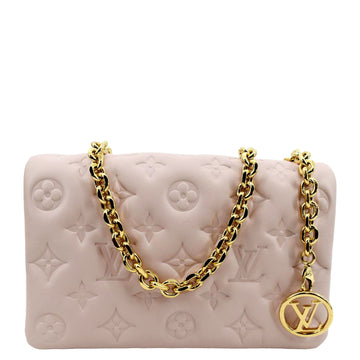 LOUIS VUITTON Coussin Monogram Embossed Pochette Crossbody Bag Rose Pink