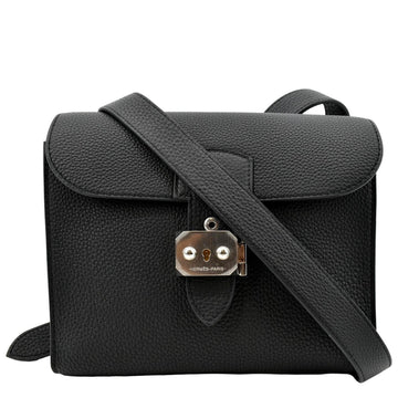 HERMES Togo Sac A Depeches 21  Leather Messenger Bag Noir