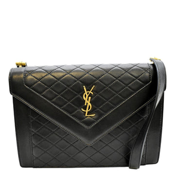 YVES SAINT LAURENT Gaby Small Envelope Quilted Leather Wallet Black