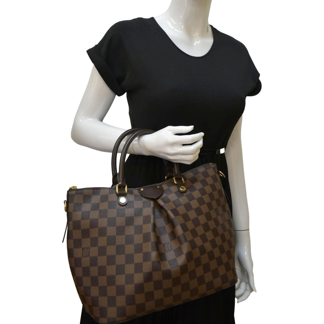 LOUIS VUITTON Siena MM Damier Ebene Shoulder Bag Brown