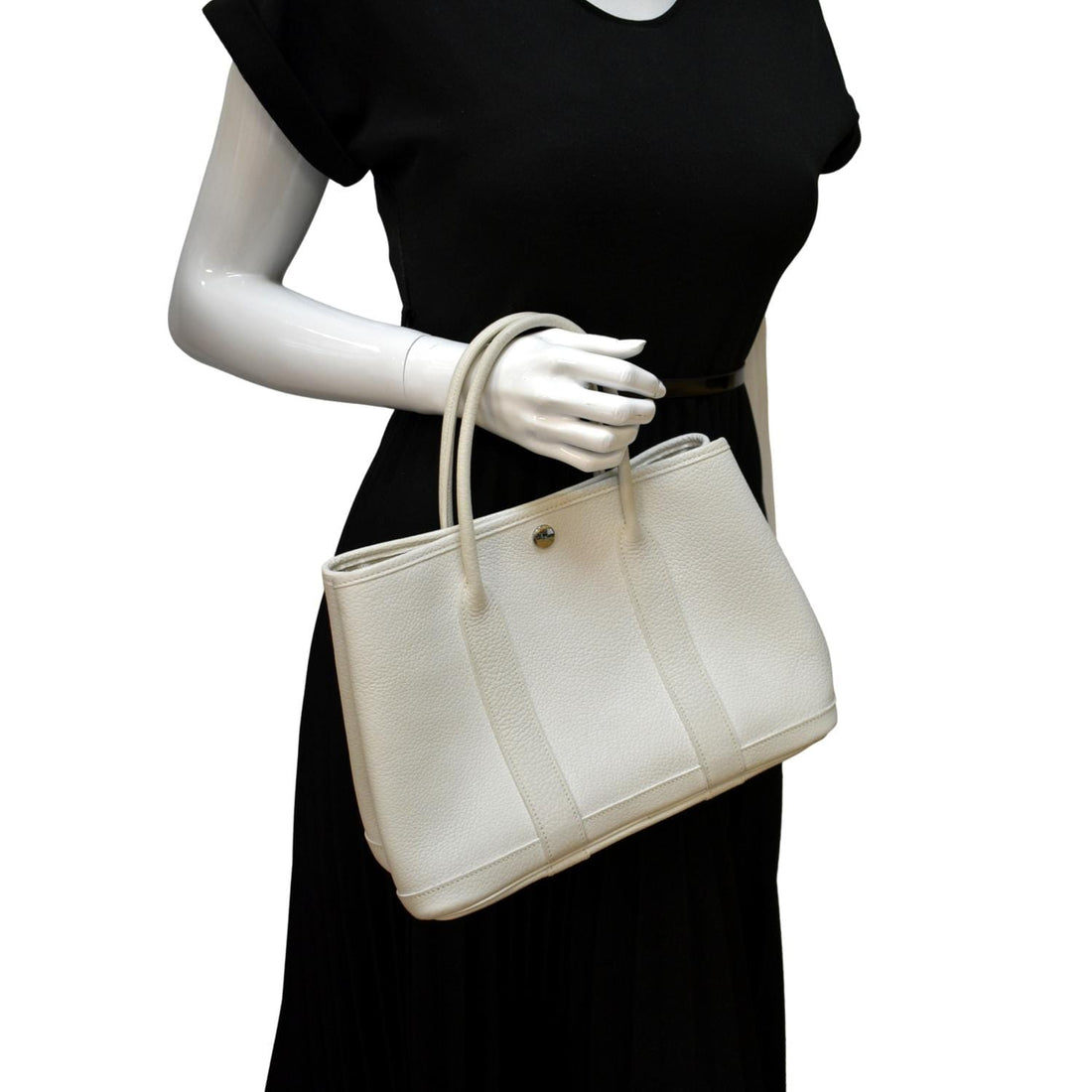 HERMES Garden Party Leather Tote Bag White