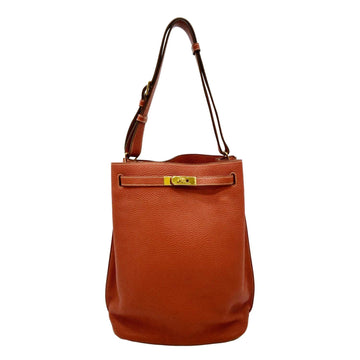 HERMES Togo So Kelly Leather Shoulder Bag Orange
