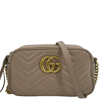 GUCCI GG Marmont Matelasse Leather Crossbody Bag Dusty Pink 447632