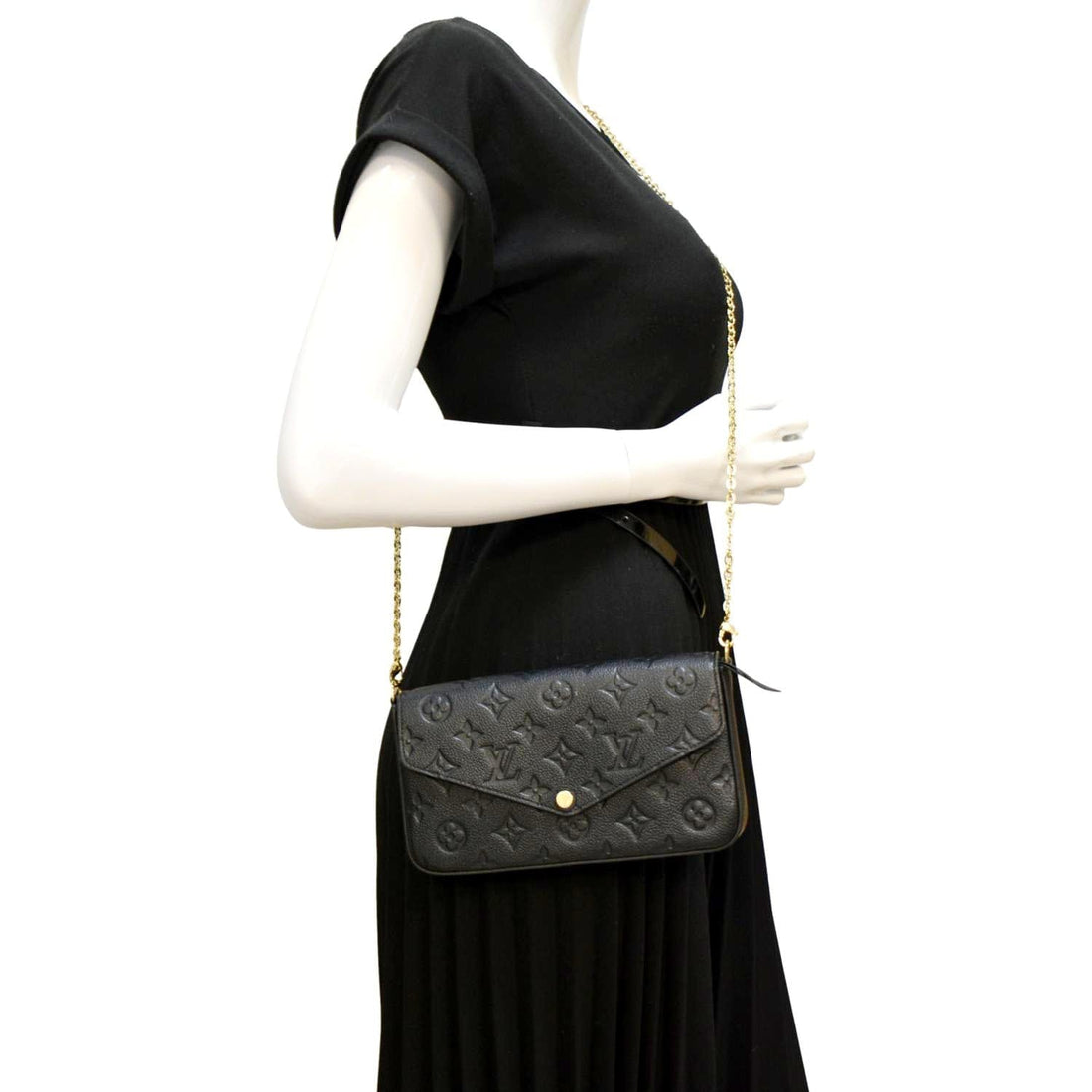 LOUIS VUITTON  Felicie Monogram Empreinte Pochette Crossbody Bag Black