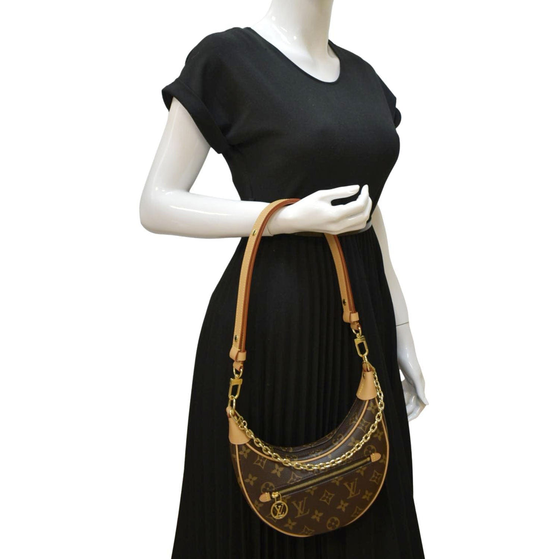 LOUIS VUITTON Loop Monogram Canvas Baguette Bag Brown